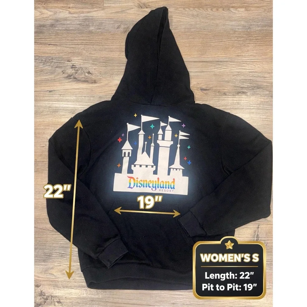 Disney Pride Collection Disneyland Resort Rainbow Castle Hoodie Black Woman Sz S